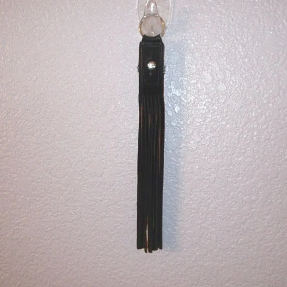 Vtg Y2K Harley Davidson Motorcycle Rally Suede Fringe Keychain 12” Ring Fob 2001
